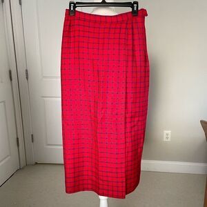 Carlisle Red Plaid Vintage Wool Long Skirt